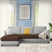 Hanery 4 Seater L Shape Sofa Set for Living Room | Colour - Brown Grey