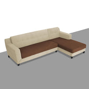 Fracher RHS 4 Seater L Shape Sofa Set for Living Room (Cream Brown Fabric) Premium Fabric Sofa