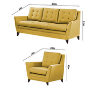 Slove 3 +1 + 1 Seater Sofa Set for Living Room | Color - Cream Black | Premium Fabric Sofa