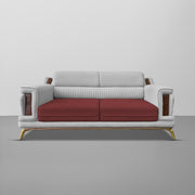 Falconar 3 Seater Sofa Set for Living Room (Maroon Grey Fabric) Premium Fabric Sofa