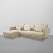 Gamora LHS 4 Seater L Shape Sofa Set for Living Room (Cream) Premium Fabric Sofa
