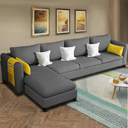 Asser LHS 6 Seater L Shape Sofa Set for Living Room (Dark Grey) Premium Fabric Sofa