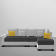Inclair RHS 6 Seater L Shape Sofa Set for Living Room (Black Grey Fabric) Premium Fabric Sofa