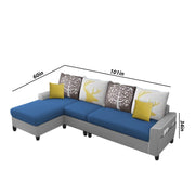 Afie RHS 6 Seater L Shape Sofa Set for Living Room (Black Grey Fabric) Premium Fabric Sofa