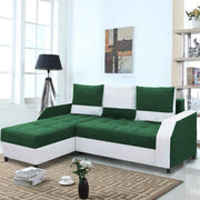 Severny 4 Seater L Shape Sofa Set for Living Room (Green Grey Fabric) Left Side