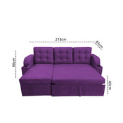 Grance LHS 4 Seater Corner Sofa Cum Bed for Living Room (Black Fabric) Premium Fabric Sofa