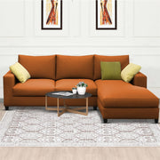 Rihan 4 Seater L Shape Sofa Set Living Room (Orange Fabric) Right Side Sofa