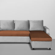 Asper RHS 4 Seater L Shape Sofa Set for Living Room (Brown Grey Fabric) Premium Fabric Sofa