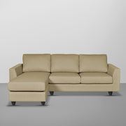 Danver LHS 4 Seater L Shape Sofa Set for Living Room (Cream Fabric) Premium Fabric Sofa