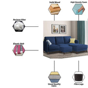 Swaloni RHS 4 Seater L Shape Sofa Set with Center Table for Living Room (Blue) Premium Fabric Sofa