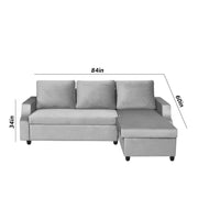Asper RHS 4 Seater L Shape Sofa Set for Living Room (Grey Fabric) Premium Fabric Sofa