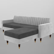 Grayon 3 Seater Convertible Sofa Set for Living Room, 3 Seater & Ottoman Modular Sectional Couch for Small Space (Black Colour) Fabric Sofa Set