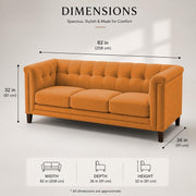 Casaliving Fento 3 Seater Sofa Set for Living Room, 3 Seater (Black) Colour Premium Velvet Fabric Sofa