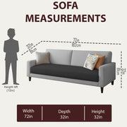 Kaven 3 Seater Sofa Set for Living Room (Black Grey Colour Fabric) Premium Fabric Sofa