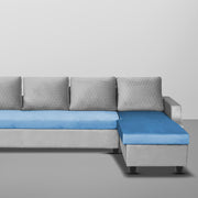 Asper RHS 6 Seater L Shape Sofa Set for Living Room (Turquise Grey Fabric) Premium Fabric Sofa