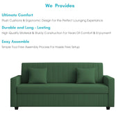 Cameron 3 Seater Sofa Cum Bed for Living Room (Green Fabric) Premium Fabric Sofa