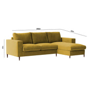 Charmi RHS 4 Seater L Shape Sofa Set for Living Room (Yellow Fabric) Premium Fabric Sofa