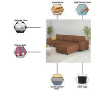 Linus RHS 4 Seater L Shape Sofa Set for Living Room (Brown Fabric) Premium Fabric Sofa