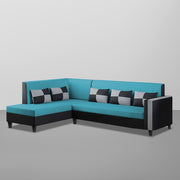 Nordy LHS 6 Seater L Shape Sofa Set for Living Room (Turquise Black Colour) Premium Fabric Sofa Set