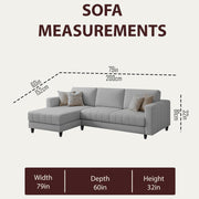 Oslo 4 Seater LHS L Shape Sofa Set for Living Room (Grey Fabric) Premium Fabric Sofa Set for Living Room