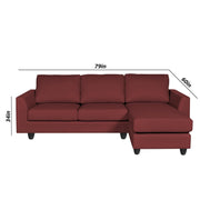 Danver RHS 4 Seater L Shape Sofa Set for Living Room (Maroon Fabric) Premium Fabric Sofa