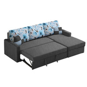 Rolando 4 Seater Sofa Cum Bed for Living Room (Cream Black) Premium Fabric Sofa