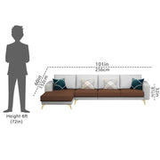 Falco LHS 6 Seater L Shape Sofa Set for Living Room (Brown Grey Fabric) Premium Fabric Sofa