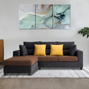 Hazer 4 Seater L Shape Sofa Set for Living Room (Black Brown Fabric) Left Side