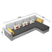 Ventos RHS 6 Seater L Shape Sofa Set for Living Room (Black Grey) Premium Velvet Fabric