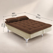 Casaliving Danny Sofa Cum Bed for Living Room Premium Fabric Sofa New 3 Seater Sofa Cum Bed Velvet Fabric with 2 Cushions and Suitable for All Indoor (Black Grey)