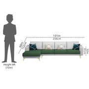 Falco LHS 6 Seater L Shape Sofa Set for Living Room (Green Grey Fabric) Premium Fabric Sofa