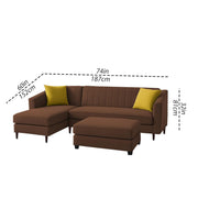 Neyami LHS 4 Seater with Ottoman L Shape Sofa Set for Living Room (Brown) Premium Fabric Sofa Set