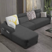Amanda LHS 6 Seater L Shape,Sofa Set for Living Room (Black Fabric)