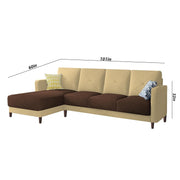 Swaloni LHS 6 Seater L Shape Sofa Set for Living Room (Cream Brown) Premium Fabric Sofa