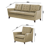 Slove 3 +1 + 1 Seater Sofa Set for Living Room | Color - Cream Black | Premium Fabric Sofa