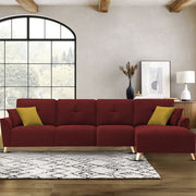 Antonio RHS 6 Seater L Shape Sofa Set for Living Room (Maroon Premium Fabric)