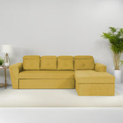 Elvi RHS 6 Seater L Shape Sofa Set for Living Room (Yellow Fabric) Premium Fabric Sofa