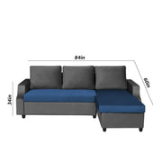 Asper RHS 4 Seater L Shape Sofa Set for Living Room (Black Blue Fabric) Premium Fabric Sofa