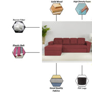 Elvi LHS 6 Seater L Shape Sofa Set for Living Room (Maroon Fabric) Premium Fabric Sofa