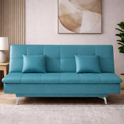 Danny 3 Seater Sofa Cum Bed Leatherette Fabric (Black) with Two Cushions Perfect for |Home Living |Office Room and Guest Room Premium Sofa