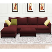 Rihan 8 Seater L Shape Sofa Set with Ottoman for Living Room (Maroon Fabric) Left Side Sofa