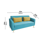 Deren 3 Seater Sofa Set for Living Room (Turquise Colour) Premium Fabric Sofa