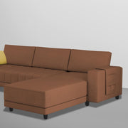 Linus RHS 4 Seater L Shape Sofa Set for Living Room (Brown Fabric) Premium Fabric Sofa
