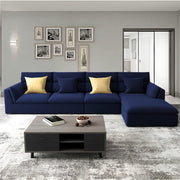 Delton RHS 6 Seater L Shape Sofa Set for Living Room (Blue) Premium Fabric Sofa Set