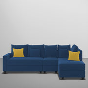 Inclair RHS 6 Seater L Shape Sofa Set for Living Room (Blue Fabric) Premium Fabric Sofa