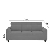 Marco 3 Seater Sofa Set for Living Room (Dark Grey Colour) Premium Fabric Sofa