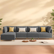 Salina LHS 6 Seater L Shape Sofa Set for Living Room (Black) Premium Fabric Sofa