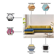Garcia LHS 6 Seater L Shape Sofa Set for Living Room (Black Grey - Colour) Premium Fabric Sofa Set