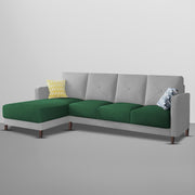 Swaloni LHS 6 Seater L Shape Sofa Set for Living Room (Green Grey) Premium Fabric Sofa