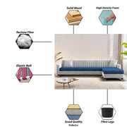 Garcia LHS 6 Seater L Shape Sofa Set for Living Room (Black Grey - Colour) Premium Fabric Sofa Set